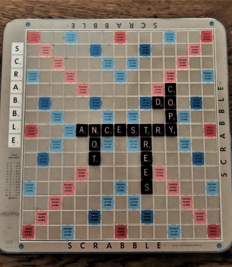 Scrabble board saying Do Not Copy Ancestry Trees