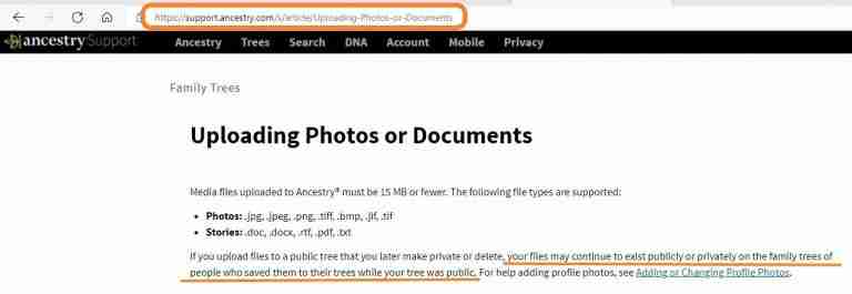 Uploading Photos or Documents on Ancestry