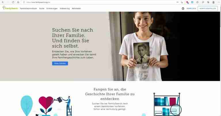 FamilySearch Website in Deutsch Language