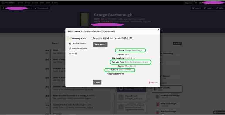 George scarborough Marriage Record