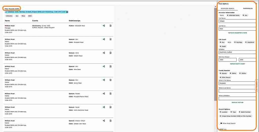 Results from Individual Search