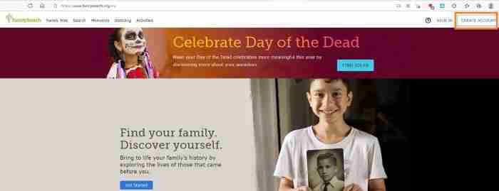 Website FamilySearch Create Free Account_