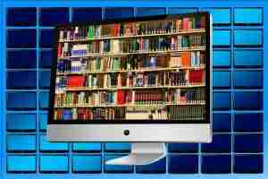 Computer Screen with books on screen