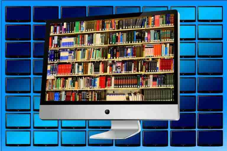 Computer Screen with books on screen