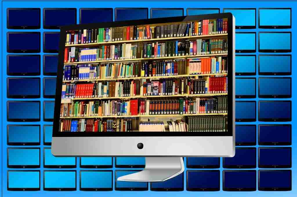 Computer Screen with books on screen