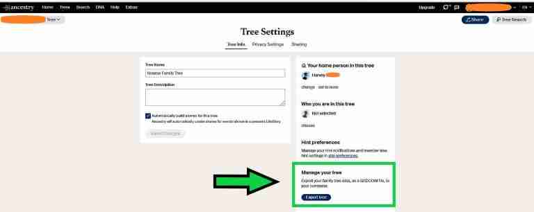 Manage Tree by Downloading a GEDCOM format of your tree