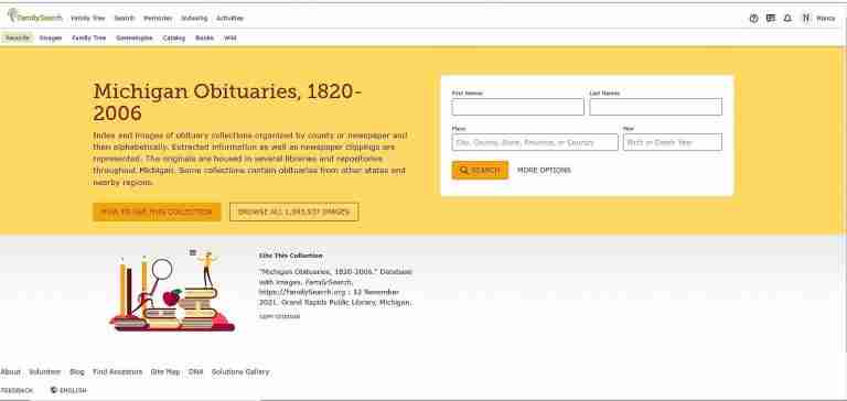 Michigan Obits 1820-2006 Search box