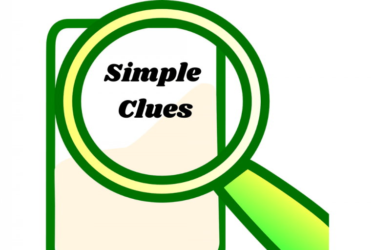 Magnifying glass paper with words simple clues