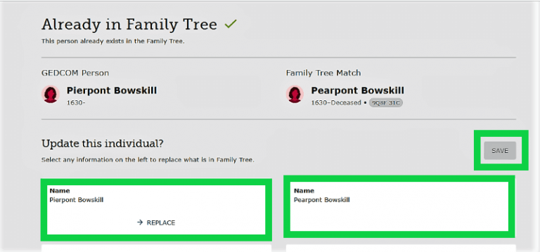 Compare Pierpont and Pearpont names