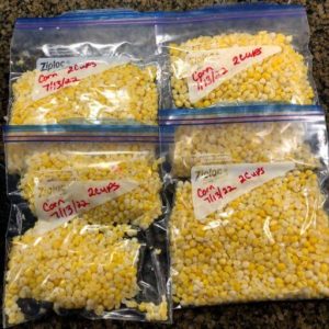 Corn in freezer bags