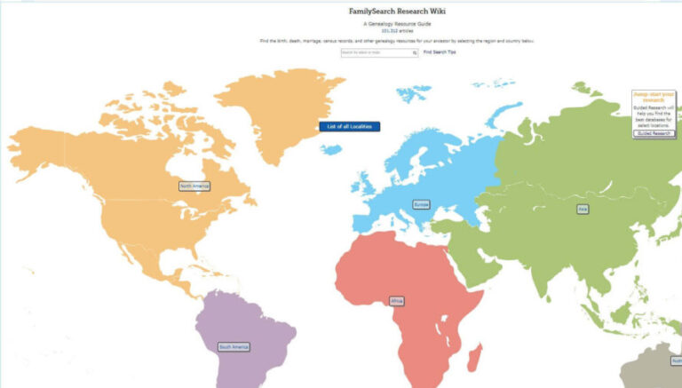 FamilySearch Research Wiki world map