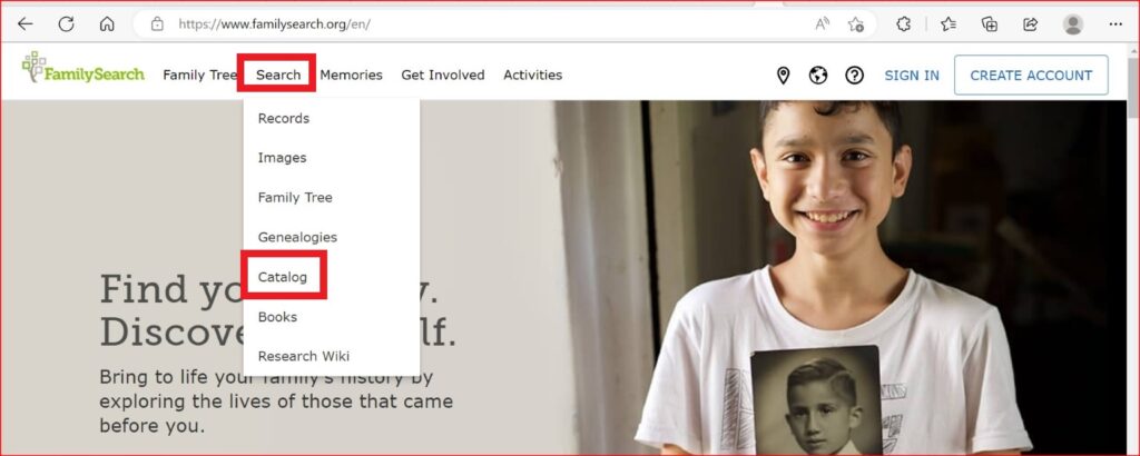 FamilySearch Website Search and Catalog
