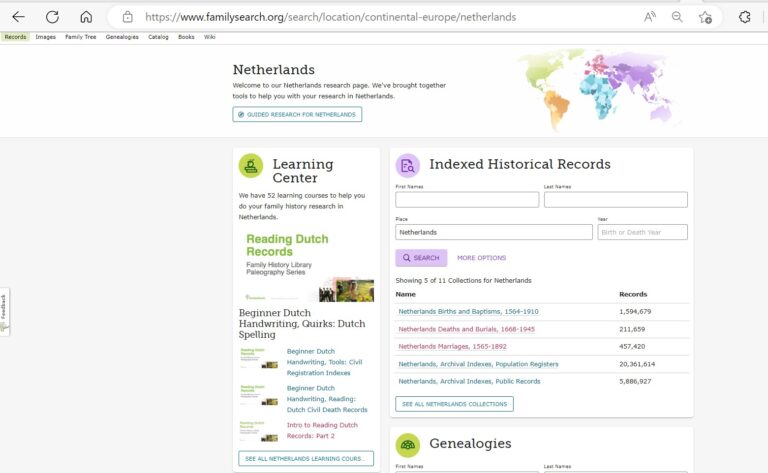 FamilySearch Records by Location