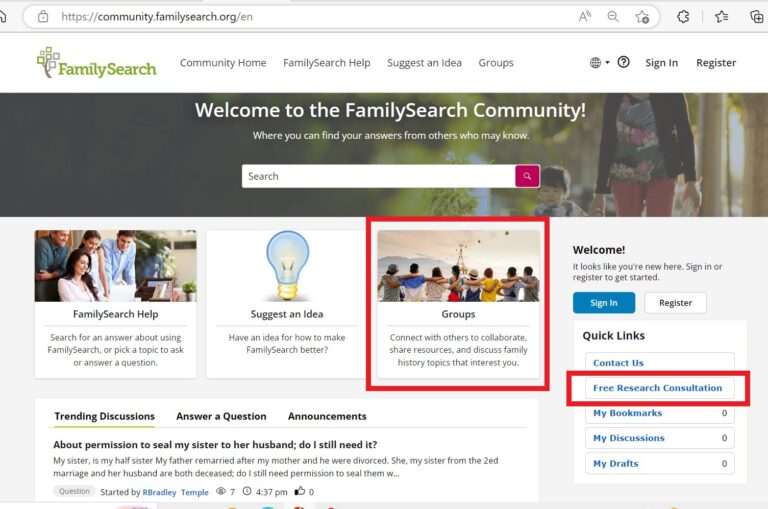 FamilySearch Communty Page