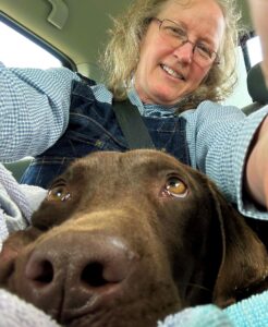 Nancy and Mocha on the ride home