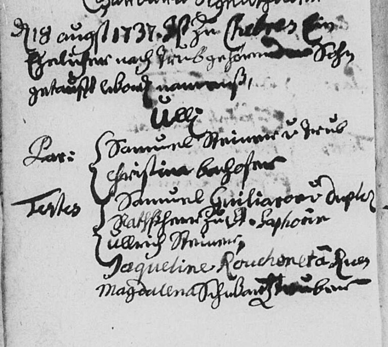 Baptismal Record for Ulli Steiner, 18 Aug 1737 in Chexbres.