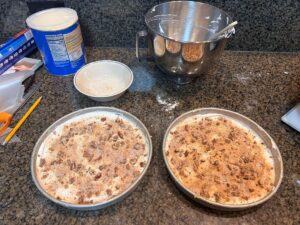 Nuts and cinnamon on each blitz torte layer