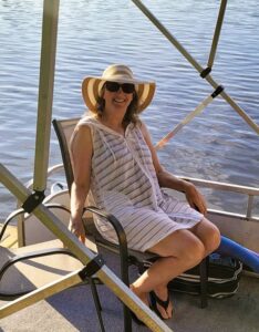 Nancy Dru enjoying a family boat ride.