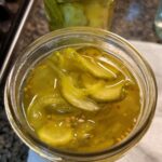 Bread and Butter Pickles from the top of the open jar before canning