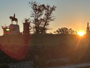 Gettysburg Sunrise Looking at a Monument