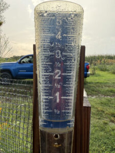1/4 inch of rain from a popup shower.