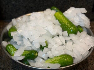 chilling the cucumbers to help keep them crisp